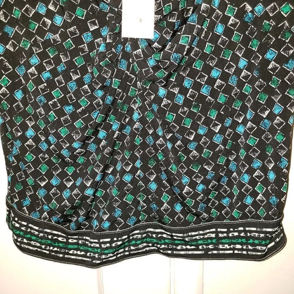 Studio M deep vneck patterned blouse - Picture 4 of 6